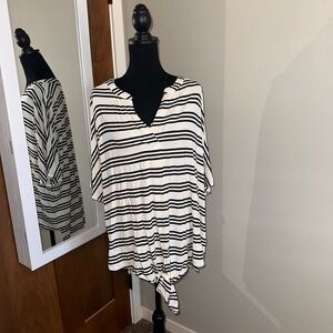 Time and Tru Black and White Striped Maternity Top